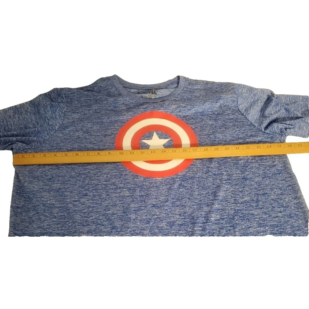 Captain America Shield T-Shirt Men's 2X Blue AVENGERS Marvel Comics Long Sleeves - Picture 5 of 8